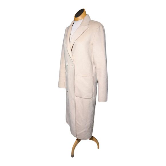 Zara Beige Soft Wool Blend Unlined Double-Breasted Single Button Overcoat Sz XS - Picture 1 of 7